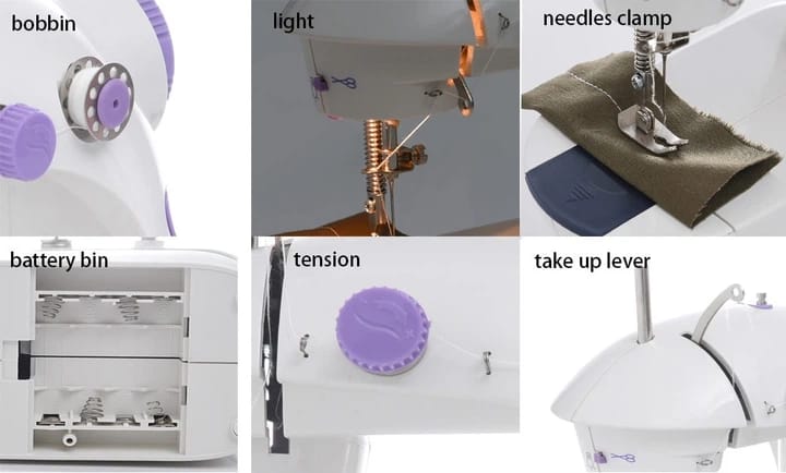 Mașină de cusut electrică, set portabil, 2 viteze, cu pedala, compacta - imagine 5