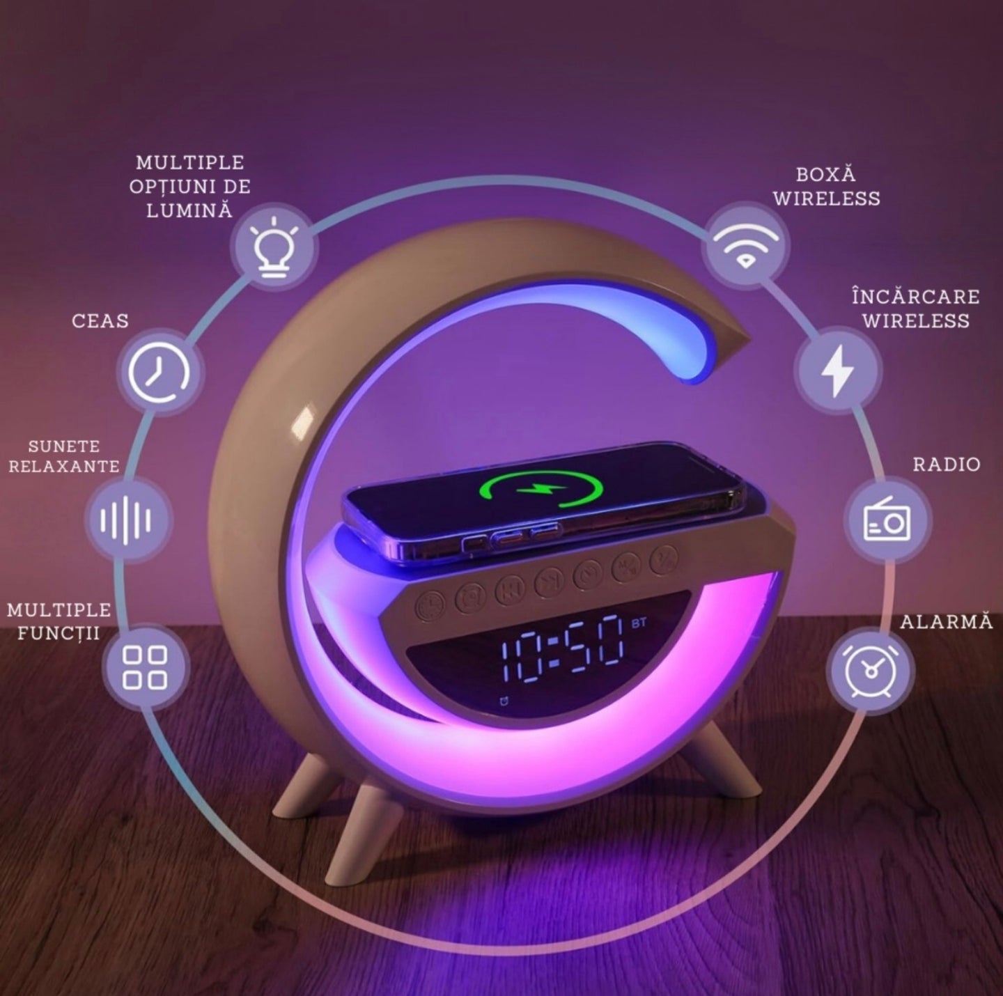 Boxă LED cu Incarcare Wireless - imagine 2