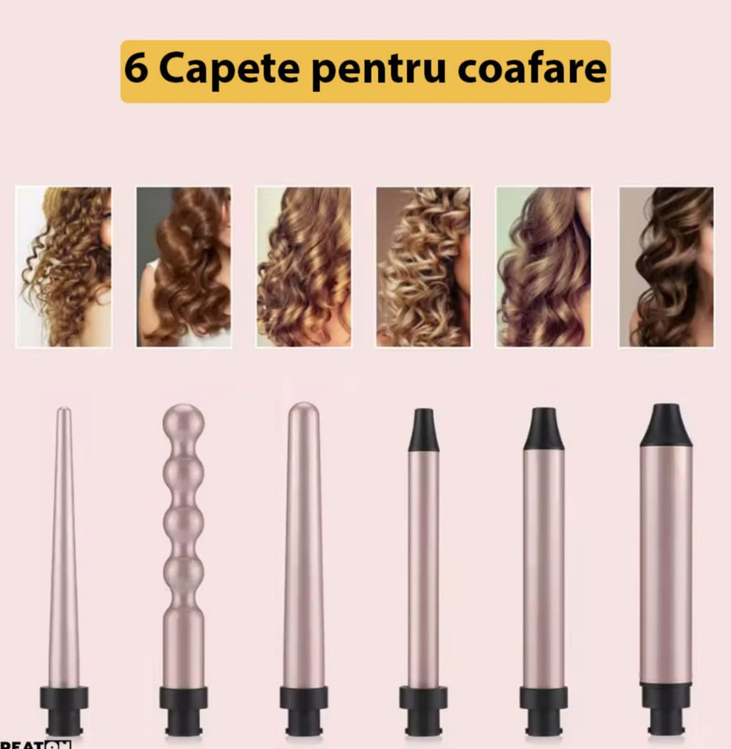 Set Ondulator Păr cu6 Capete incalzire rapida si manusa - imagine 2