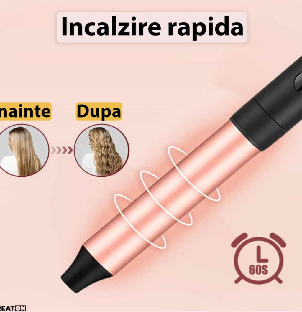 Set Ondulator Păr cu6 Capete incalzire rapida si manusa - imagine 3