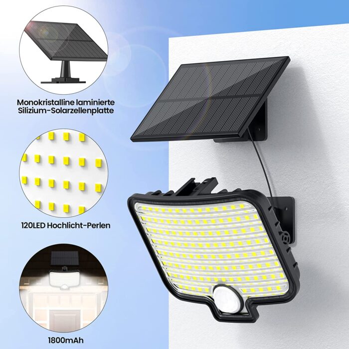 Lampă Solară Perete Panou Separat - imagine 3