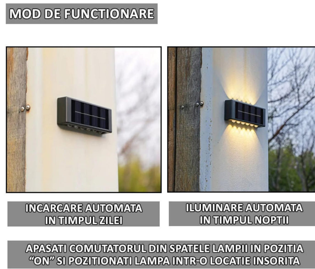 Lampă Solară Perete Dubla Lumina - imagine 4