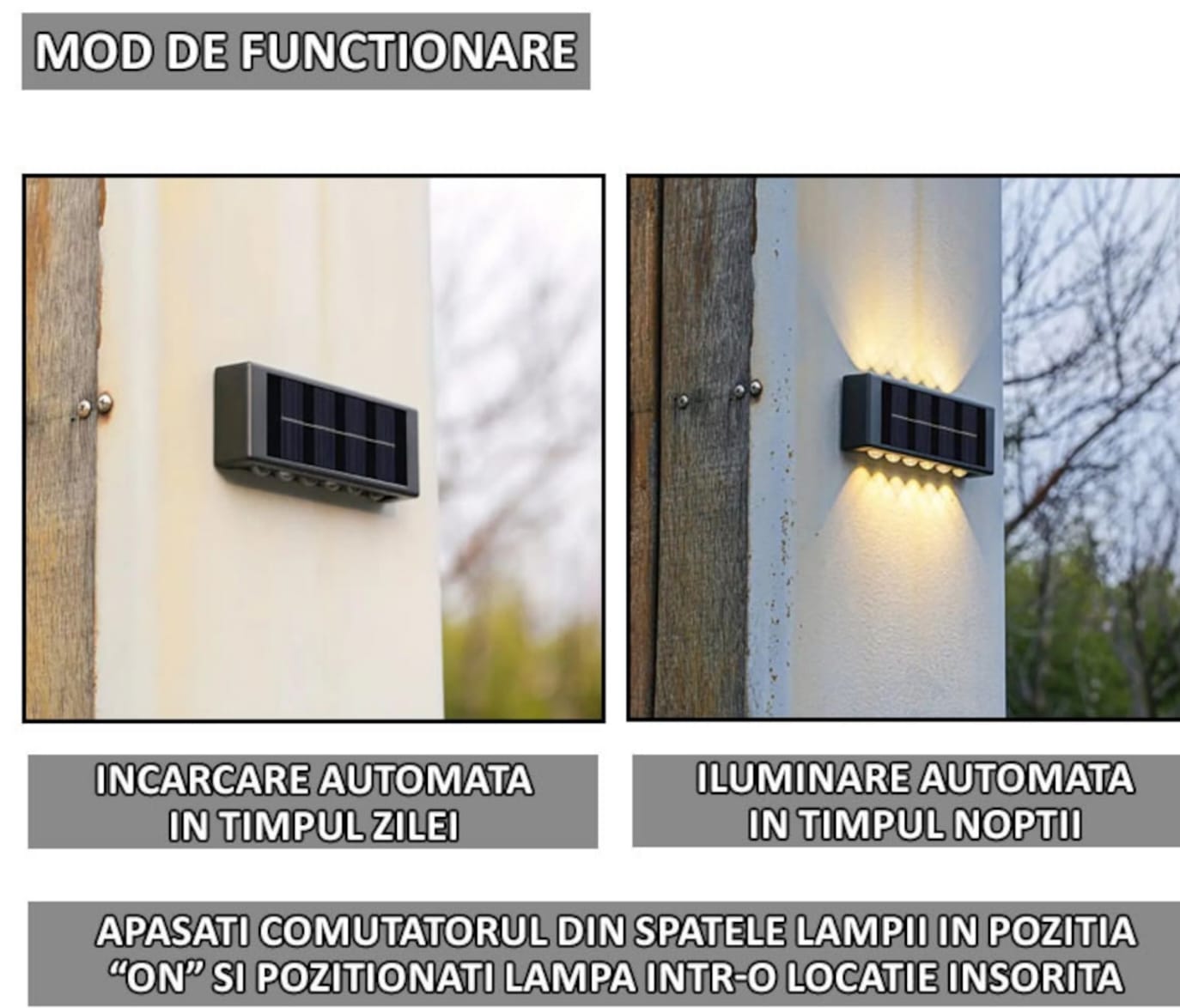 Lampă Solară Perete Dubla Lumina - imagine 4