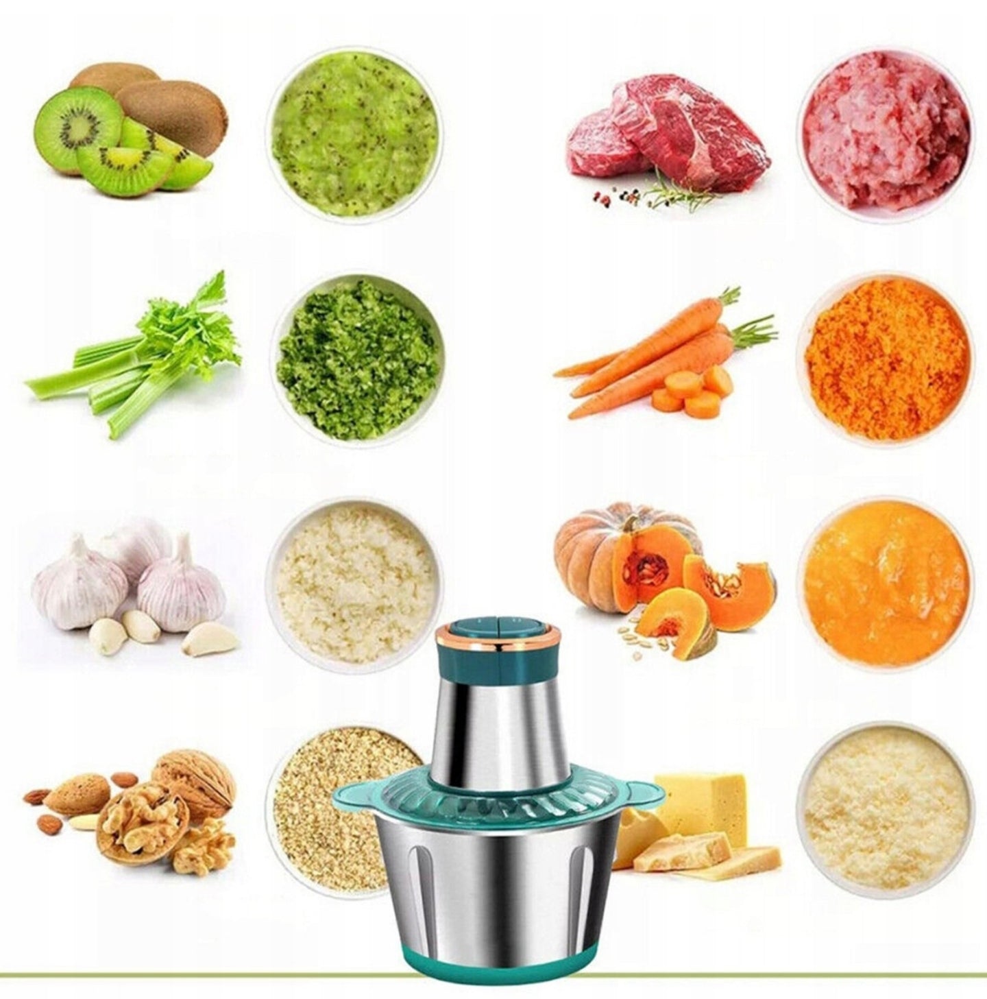 Tocător Electric Multifuncțional Inox 2L - imagine 2