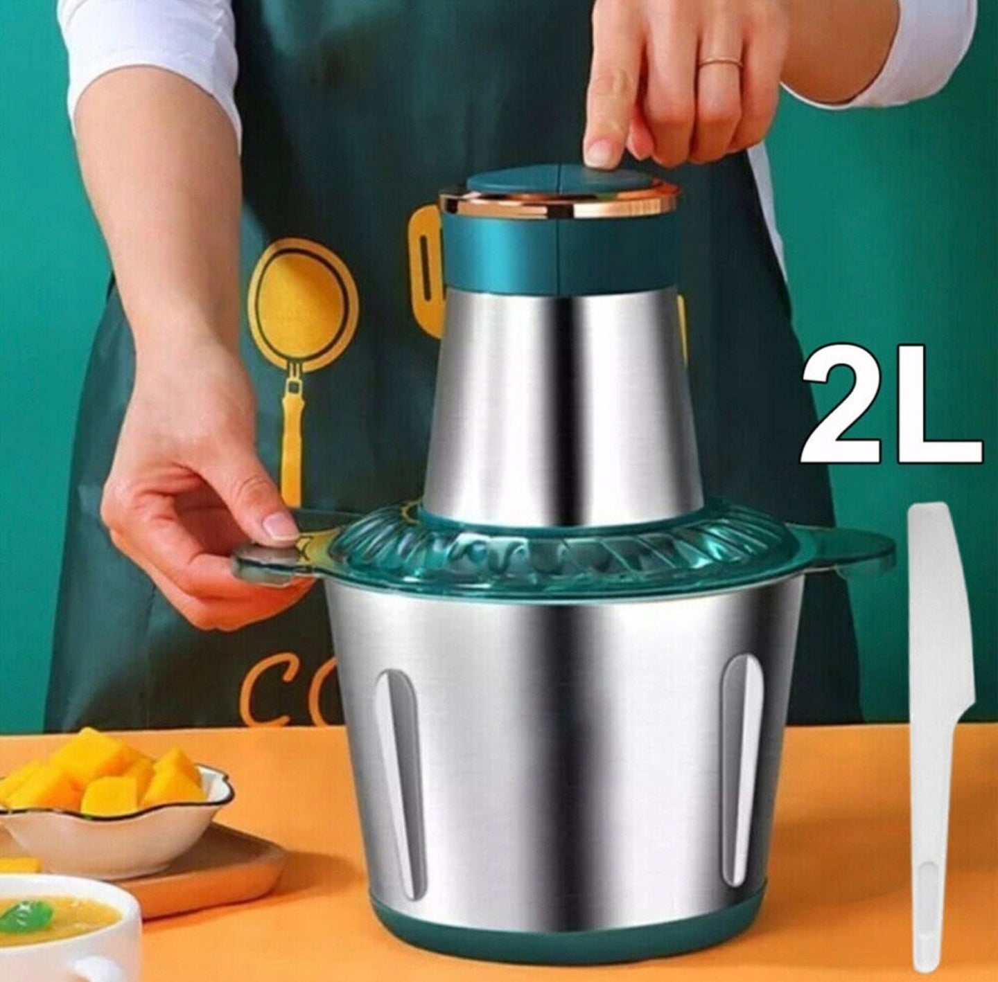Tocător Electric Multifuncțional Inox 2L - imagine 3