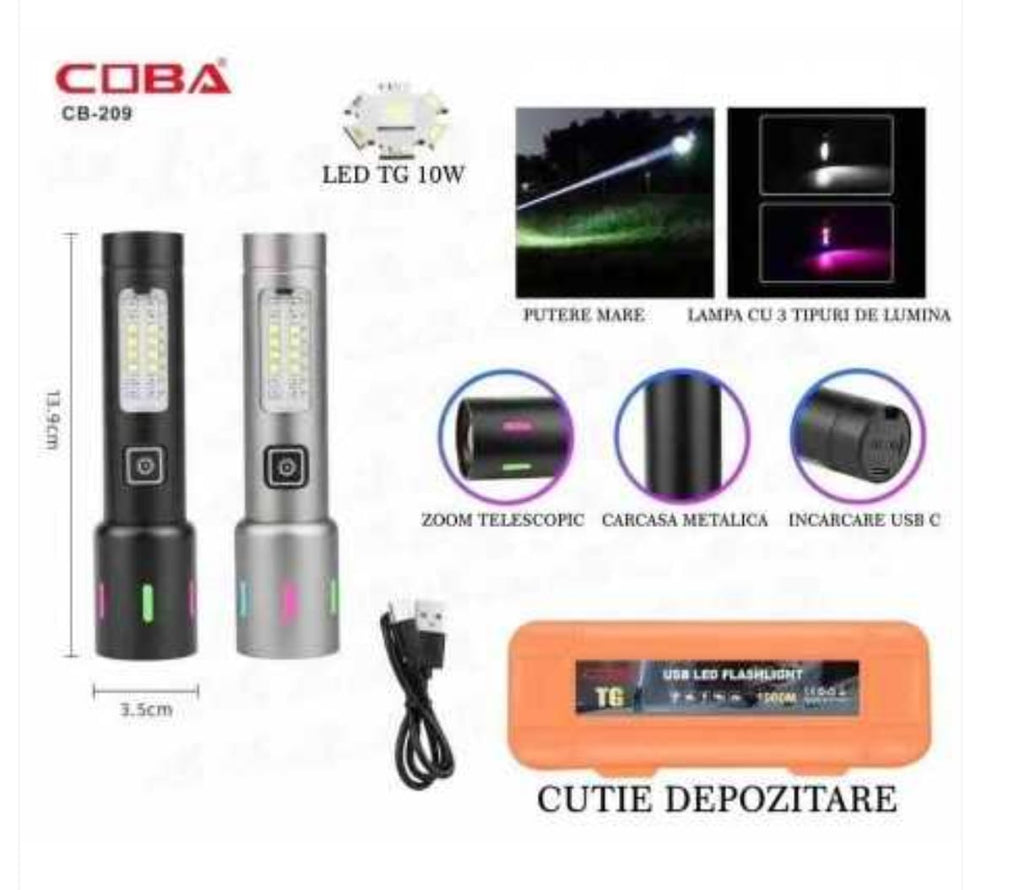 Lanternă LED Reîncărcabila COBA - imagine 6