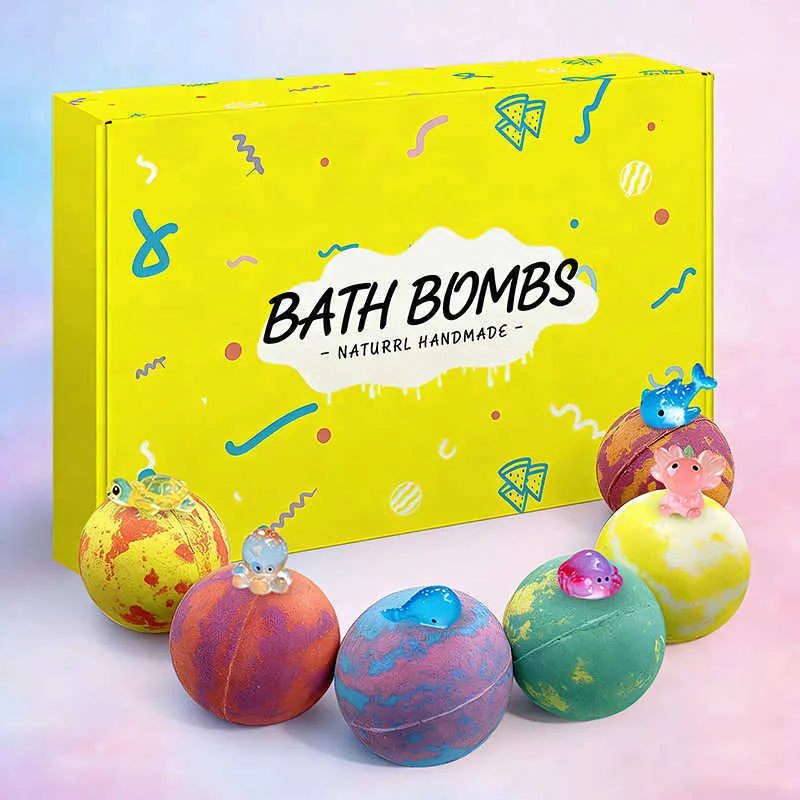 Bombe Efervescente de Baie pentru Copii cu Surpriză - Set 6 Bucăţi, Figurine Animale Marine