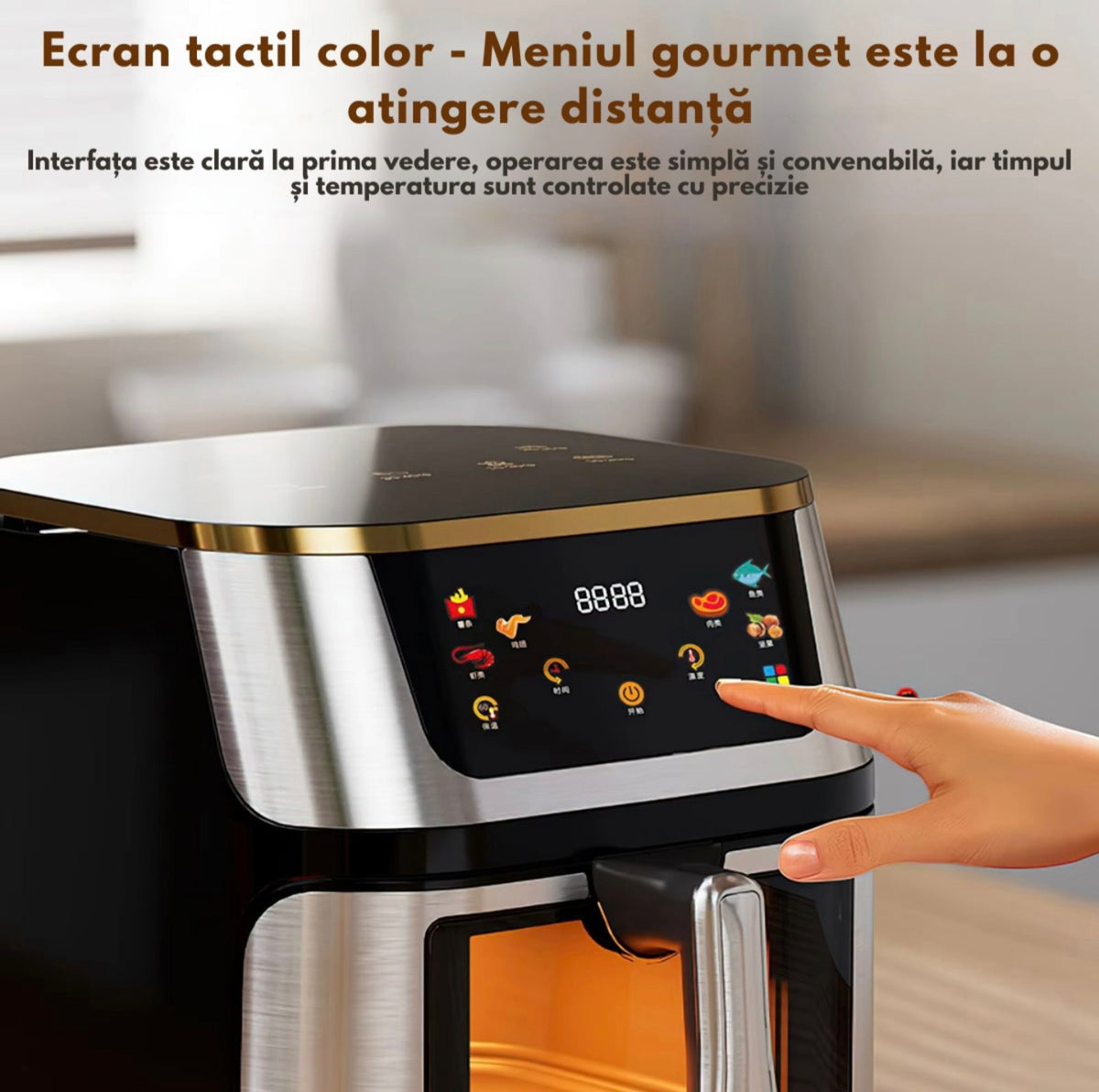 Friteuza cu aer cald, 12L, 2800W, control tactil