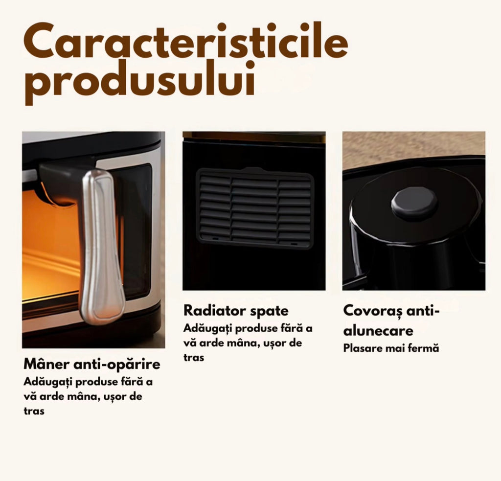 Friteuza cu aer cald, 12L, 2800W, control tactil
