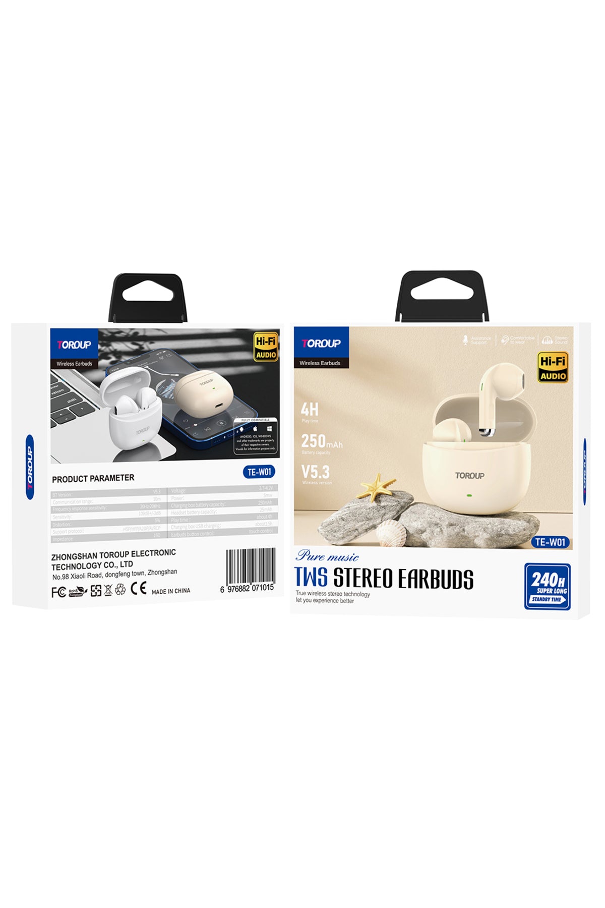 Căşti wireless TWS Bluetooth 5.3 cu carcasă de încărcare, Stereo Hi-Fi, Control tactil
