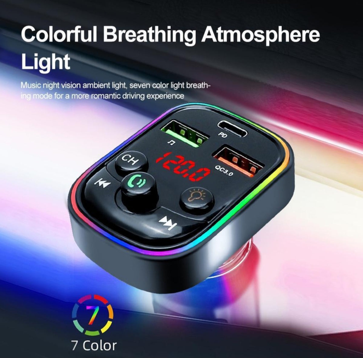 Modulator FM, bluetooth, TF Card, stick USB, Port USB Type C, cu incarcare rapida