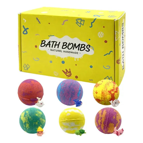 Bombe Efervescente de Baie pentru Copii cu Surpriză - Set 6 Bucăţi, Figurine Animale Marine
