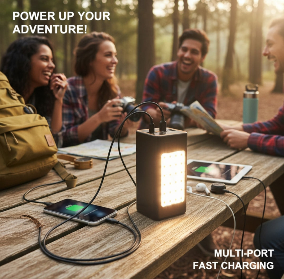 baterie externa pentru exterior, incarcare rapida iluminare de urgenta, interfete multiple, 50000 mAh