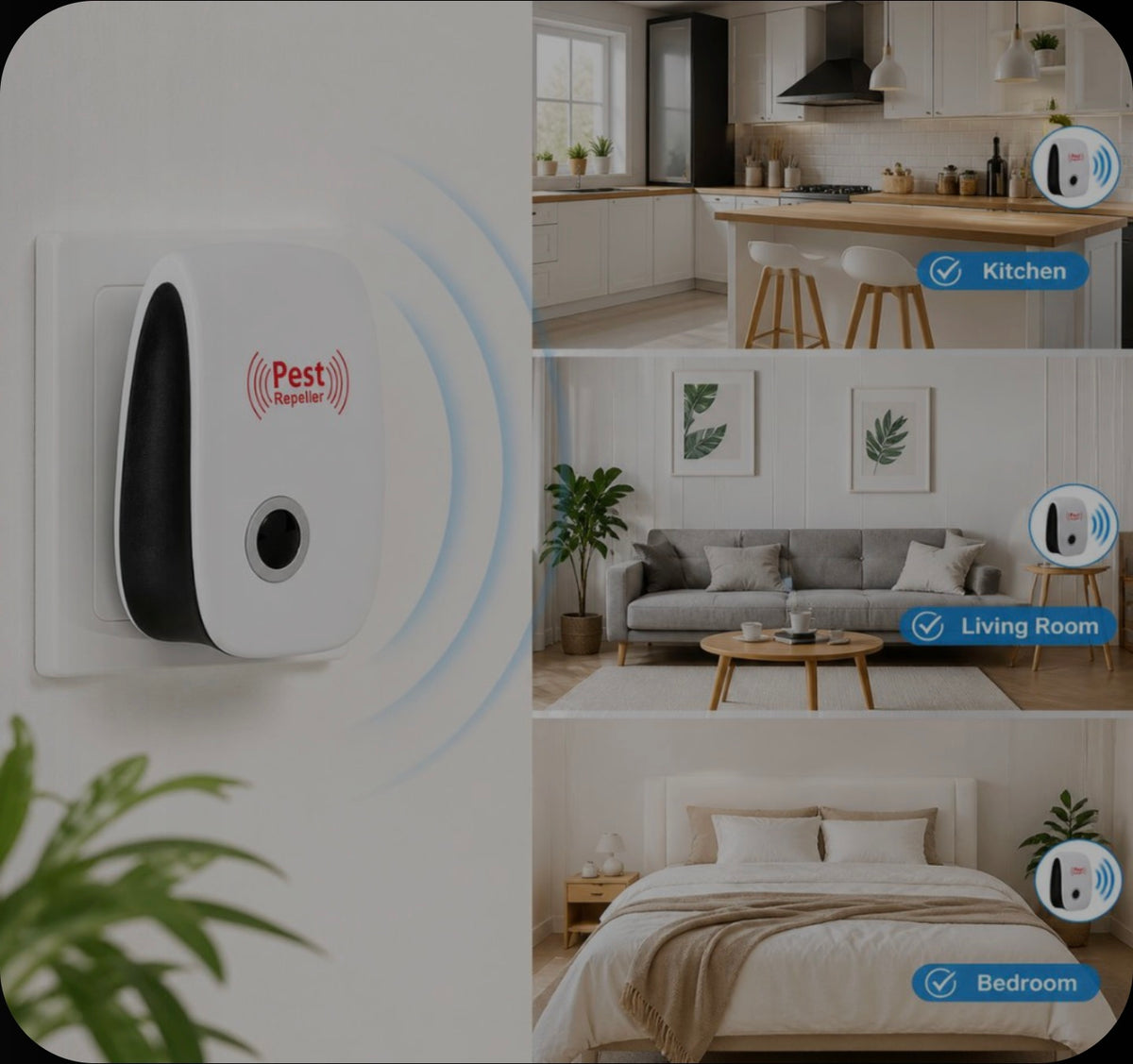 Aparat electric cu ultrasunete anti tantari daunatori insecte