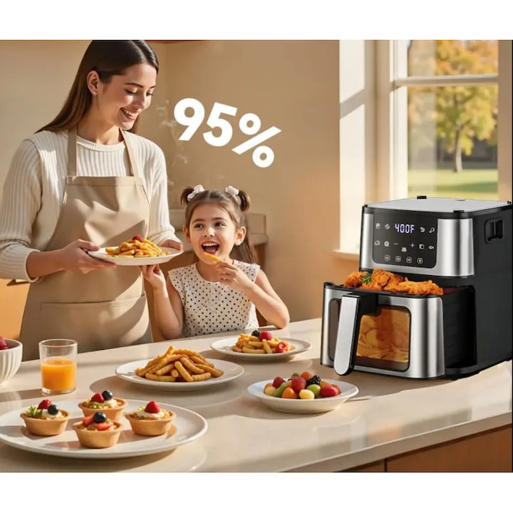 Friteuza cu Aer Cald DOMOTEC MS-3225, 7L, 3800W, Display Digital