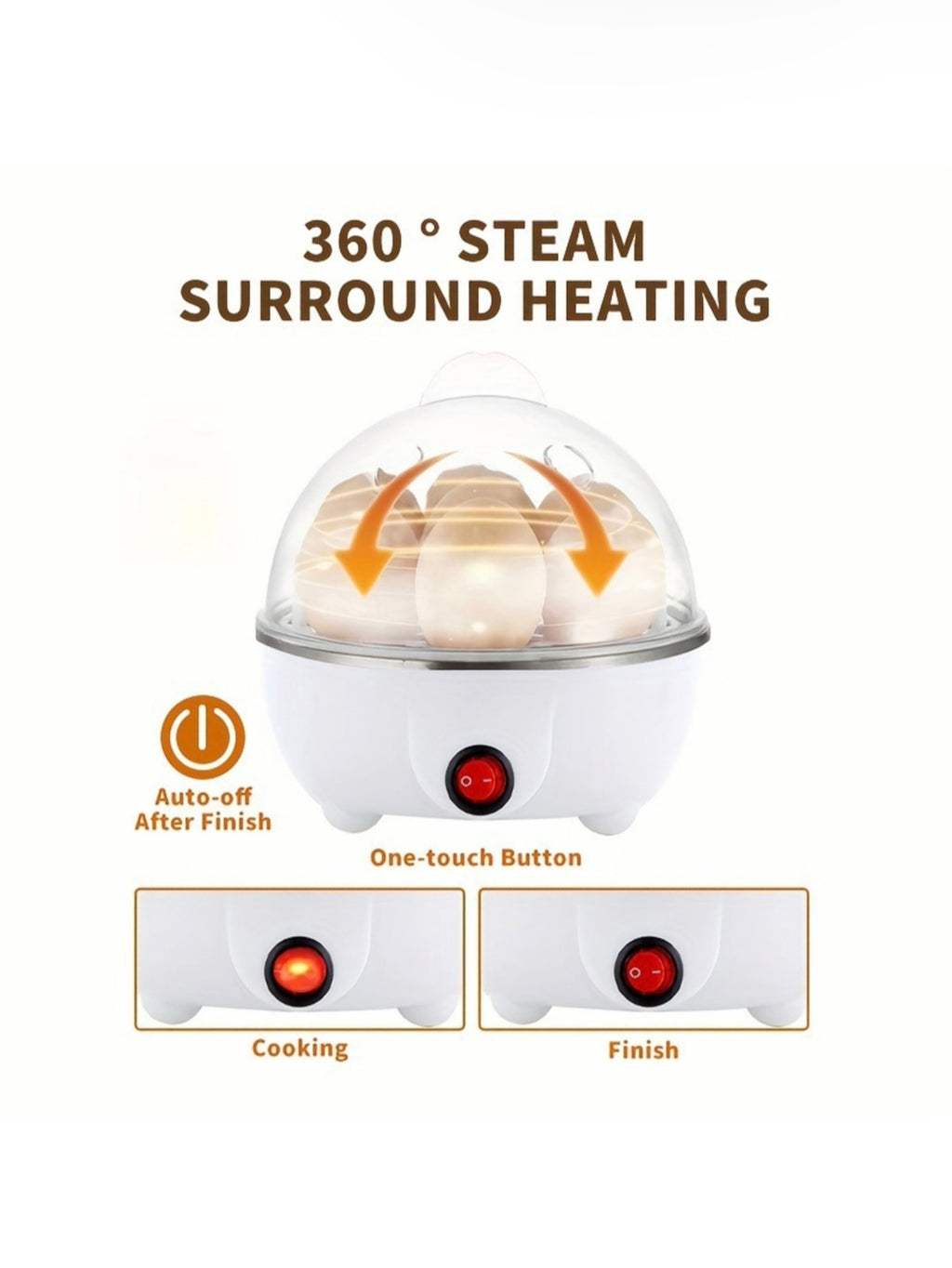 Fierbator oua electric 7 oua 350W, 3 niveluri de fierbere, oprire automata Alb