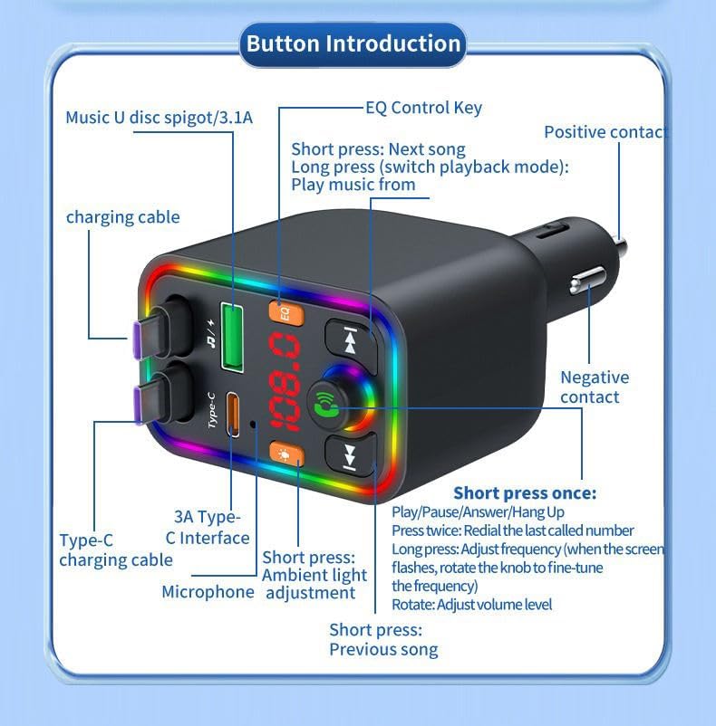 Modulator FM Auto CAR-T6 Super Fast Charge 120W,