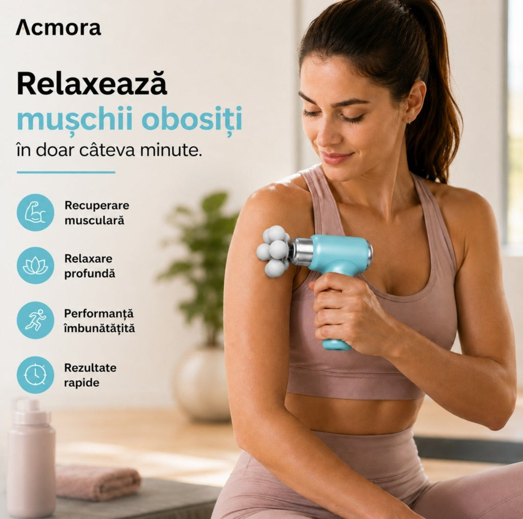 Pistol de masaj cu capete multiple, 6 viteze și motor puternic