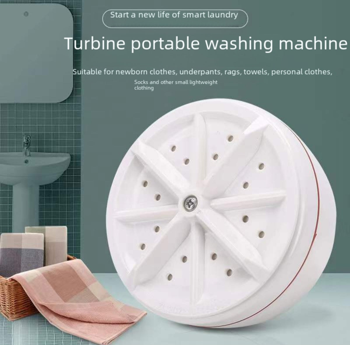 Turbina pentru spalat rufe, rotativa, portabila, design compact