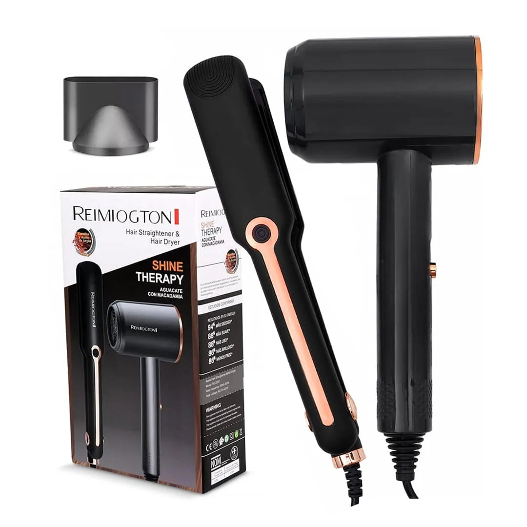 Set Remington uscător de păr și placă de păr RE-2567, ceramic, negru, 2000W