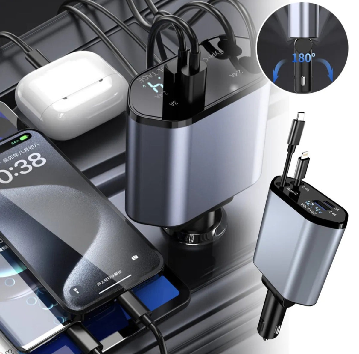 Incarcator Auto Smart 4 in 1, 120W