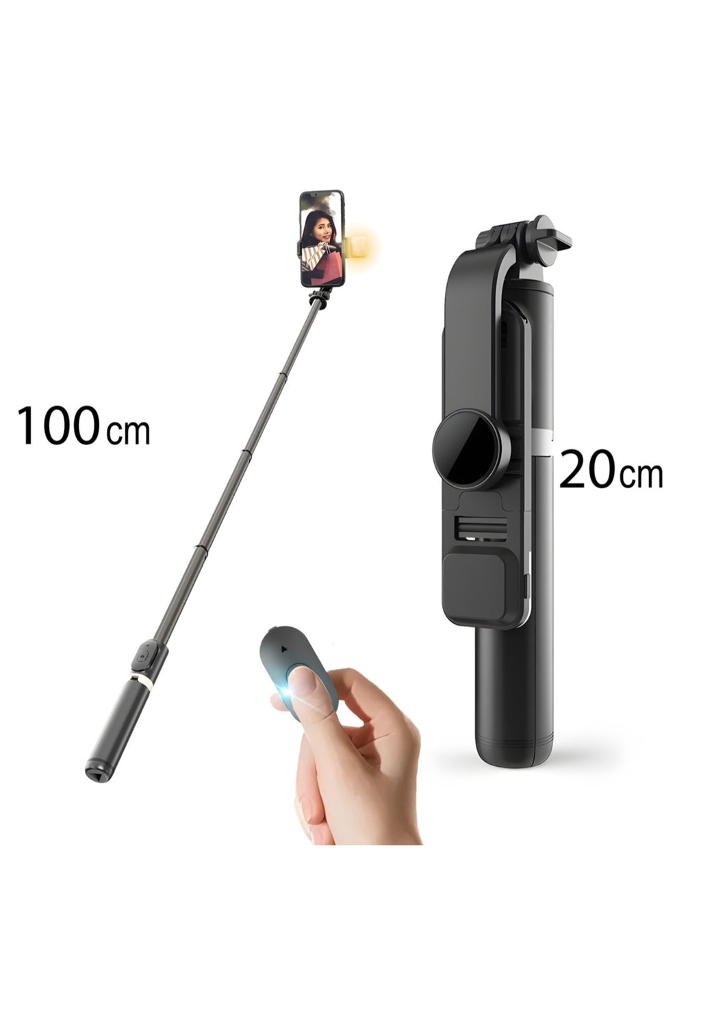 Selfie Stick Multifunctional RETOO cu Lumina LED cu 3 Moduri de Iluminare