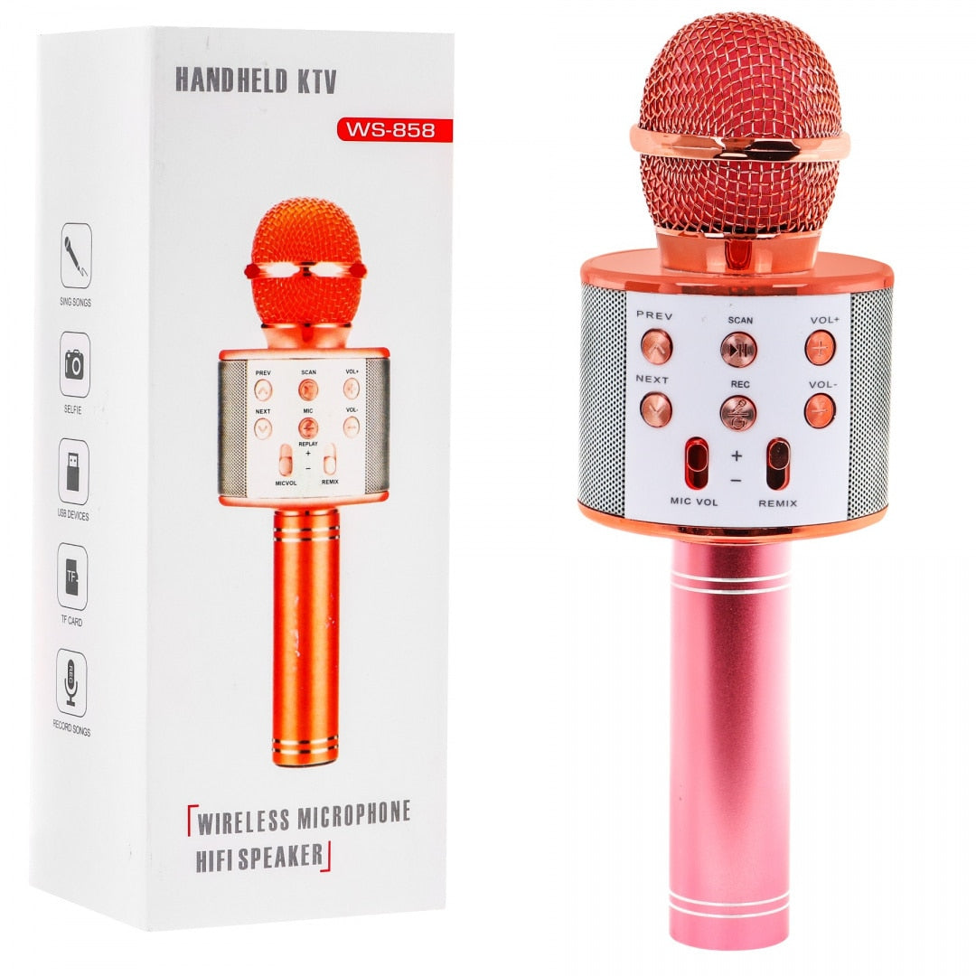 Microfon Karaoke cu Difuzoare, roz-auriu