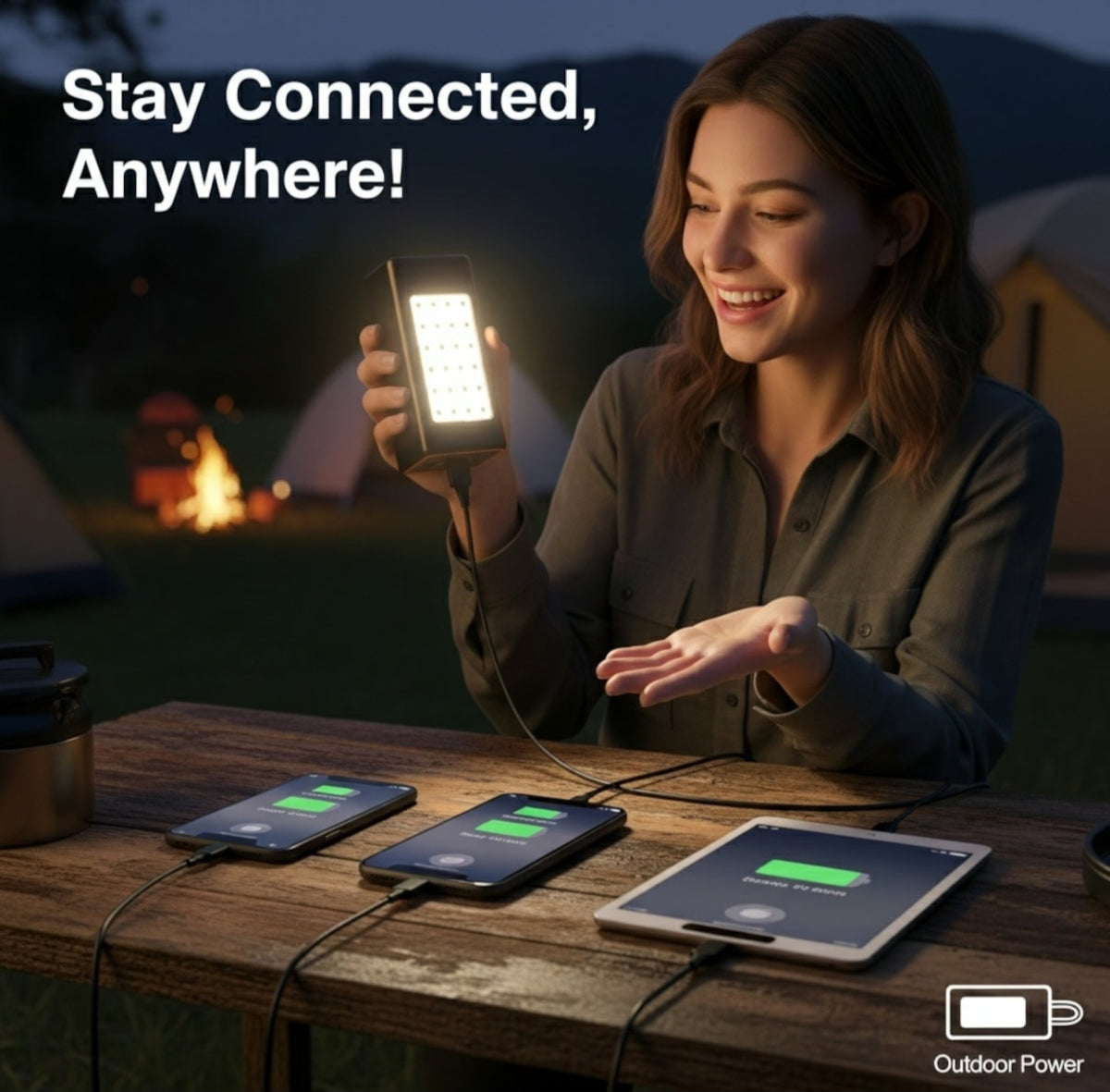 baterie externa pentru exterior, incarcare rapida iluminare de urgenta, interfete multiple, 50000 mAh