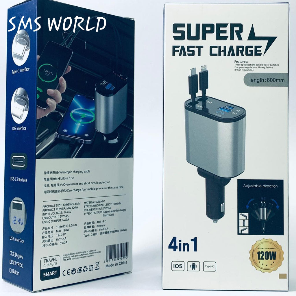 Incarcator Auto Smart 4 in 1, 120W