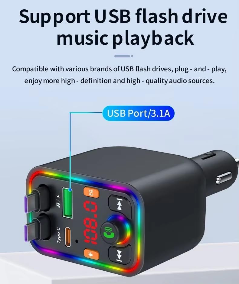 Modulator FM Auto CAR-T6 Super Fast Charge 120W,