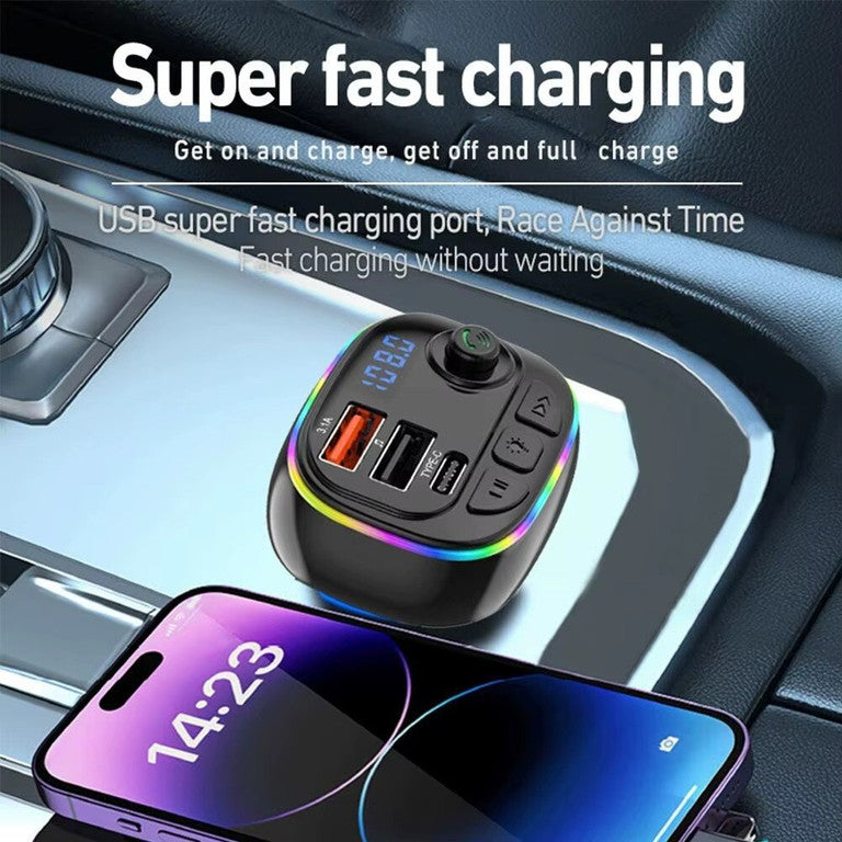 Dispozitiv Bluetooth auto RPMSD v5.0 cu încărcător auto, player MP3, player FM și transmițător FM