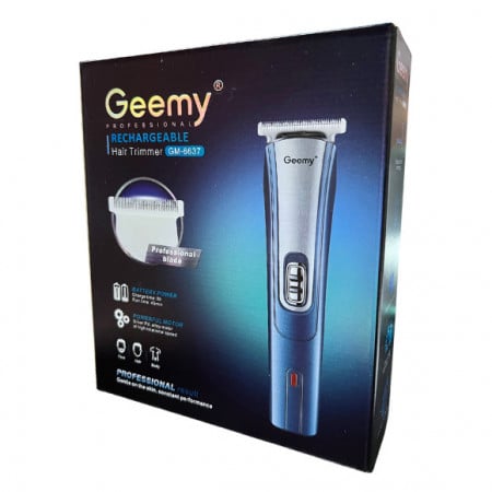 Aparat de tuns GEEMY GM-6637, acumulator, 4 marimi, albastru/argintiu